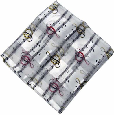 Sol Anahtarı ve Notalı Beyaz Saten Eşarp - AİM GİFTS