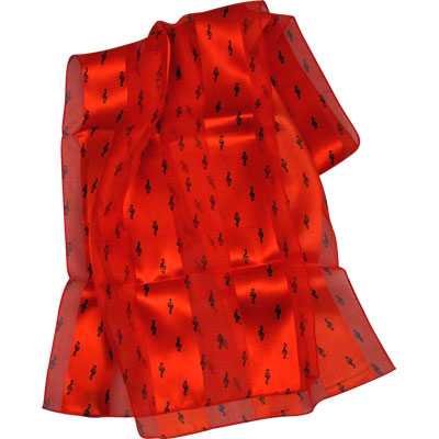 Sol Anahtarı Desenli Kırmızı Saten Eşarp - AİM GİFTS