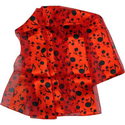 Nota Desenli Kırmızı Saten Eşarp - AİM GİFTS