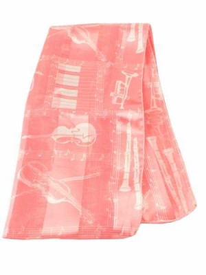 Enstrümanlı ve Tuşeli Pembe Saten Eşarp - AİM GİFTS