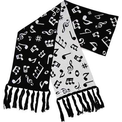 Notalı Atkı Siyah - Beyaz - AİM GİFTS