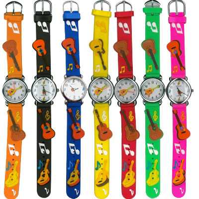 Gitar Temalı PVC Çocuk Kol Saati - Pembe - AİM GİFTS