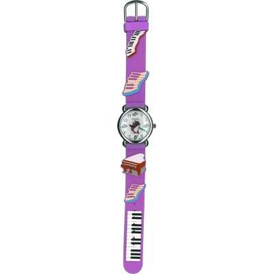 Piyano Temalı PVC Çocuk Kol Saati - Mor - AİM GİFTS