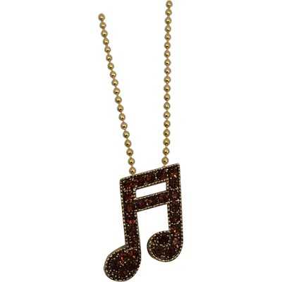 Kırmızı Yapay Elmas Taşlı 16 lık Nota Kolye - Gold - AİM GİFTS