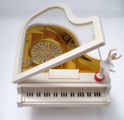 Balerinli Beyaz Kuyruklu Piyano Müzik Kutusu - Fzsonata