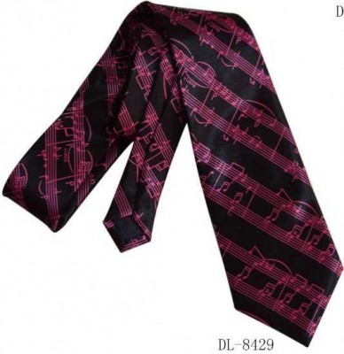 Notalı Kravat Siyah - Fuşya - Fzsonata