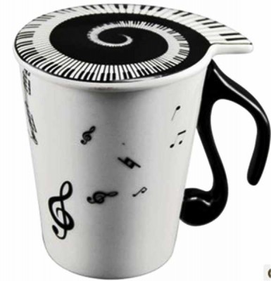 Nota Kulplu Kapağı Tuşeli Porselen Kupa - Fzsonata