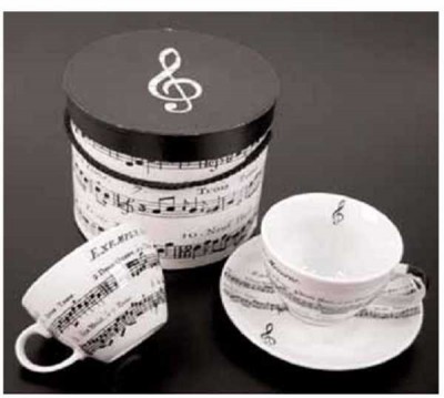 Porselen, Notalı Kahve Fincan Set 2 li - Musikboutique