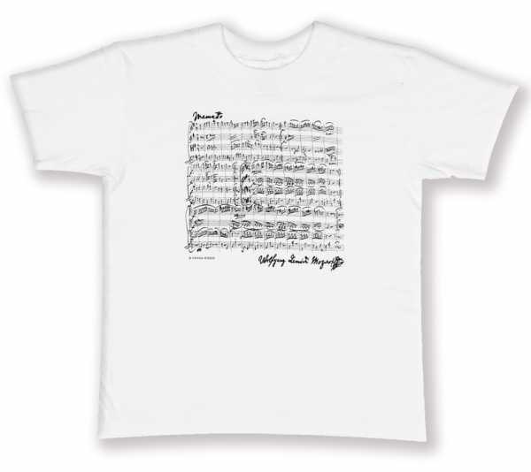 Mozart Notalı ve İmzalı Tişört - Beyaz L