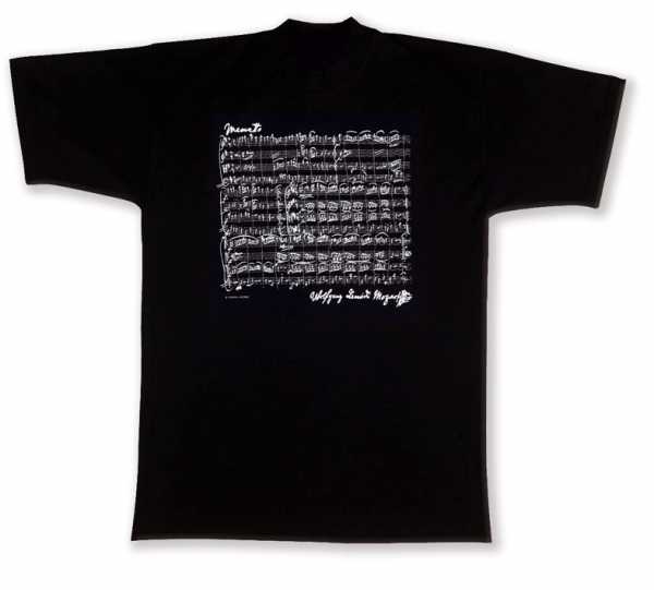 Mozart Notalı ve İmzalı Tişört - Siyah M