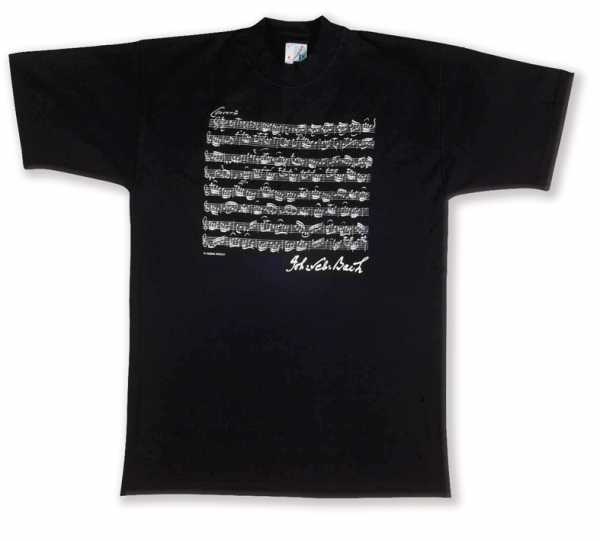 Bach Notalı ve İmzalı Tişört - Siyah S