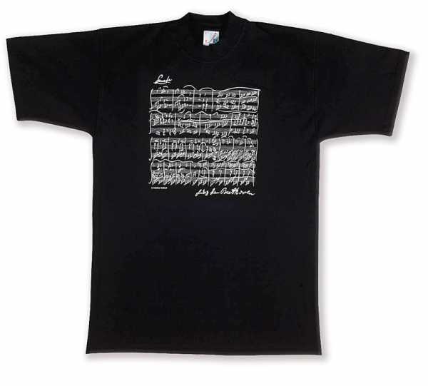 Beethoven Notalı ve İmzalı Tişört - Siyah L
