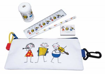 Çalgıcı Çocuklar Bez Kalemlik Set - Beyaz - ViennaWorld