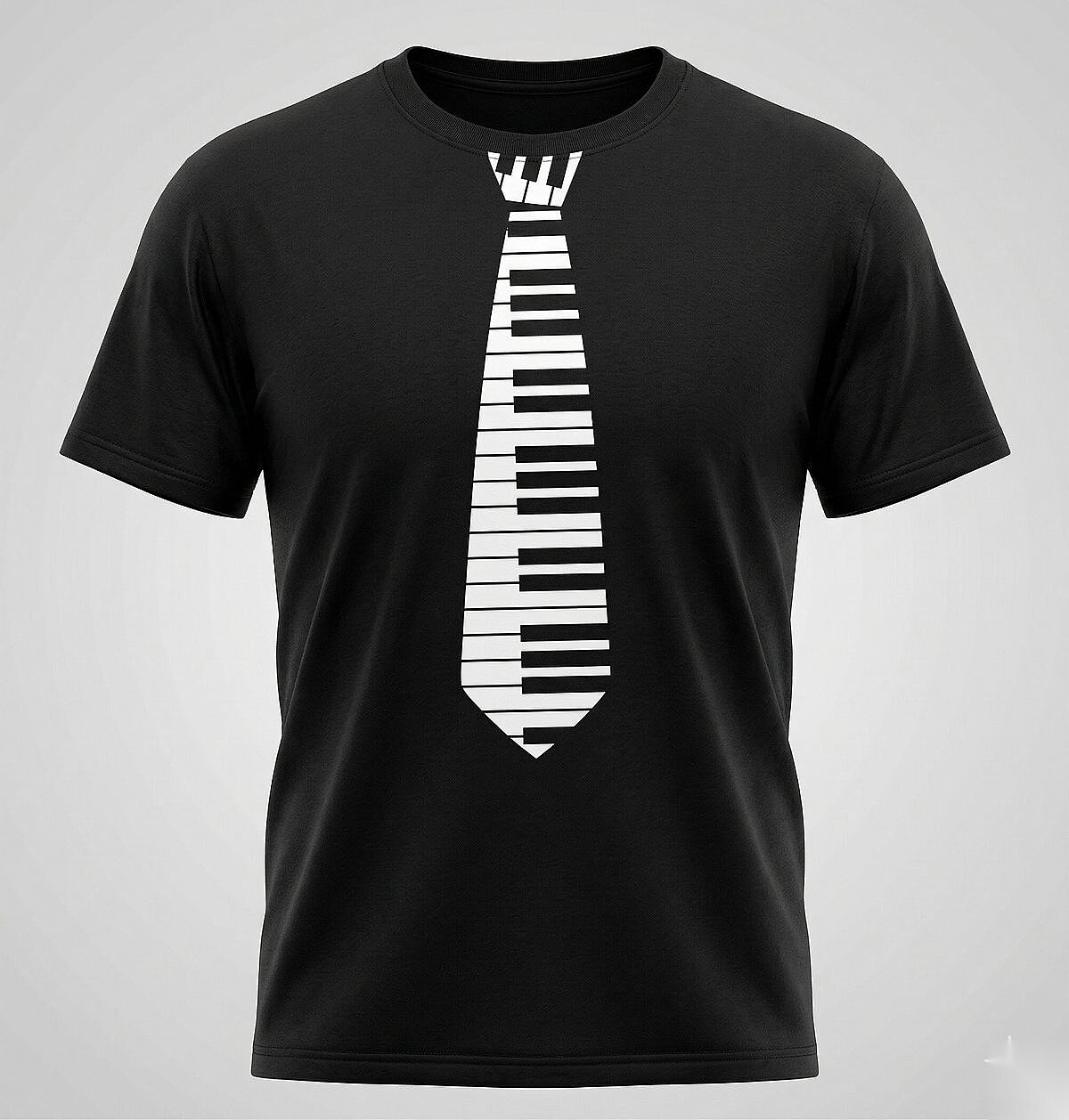 Tuşeli Kravat Desenli T-shirt - 1