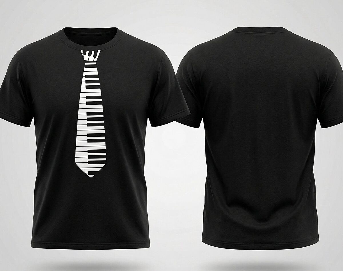 Tuşeli Kravat Desenli T-shirt - 2