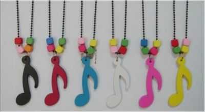 8 lik Notalı Ahşap Kolye - Siyah - Fzsonata