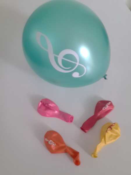 Sol Anahtarı Desenli Balon - Pembe