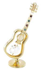 Swarovski Taşlı Minyatür Gitar - Dore