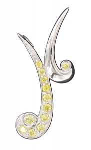 Swarovski Taşlı Tasarım Fa Anahtarı Kolye Ucu - Anne Fuzeau