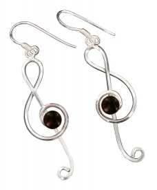 Gümüş, Siyah İnci Sol Anahtarı Küpe - Anne Fuzeau