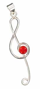 Gümüş, İnci Mercan Sol Anahtarı Kolye Ucu - Anne Fuzeau