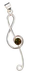 Gümüş, İnci Sol Anahtarı Kolye Ucu - Anne Fuzeau