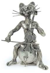 Minyatür Çello Çalan Kedi - Anne Fuzeau