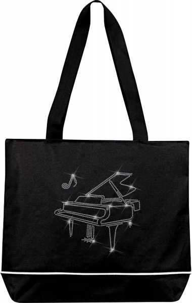 Swarovski Taşlarla Süslü Piyano ve Notalı Çanta - Siyah - 1