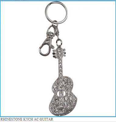 Elmas Taşlı Gitar Anahtarlık - Gümüş - AİM GİFTS