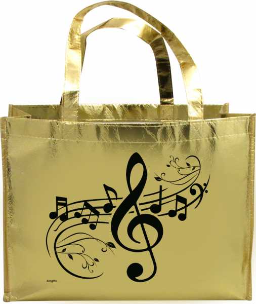 Notalı Çanta - Parlak Gold - 1