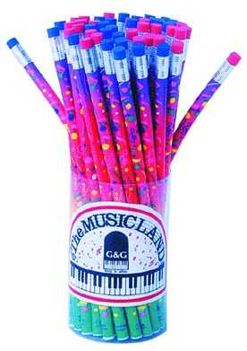 Renkli Notalı Kısa Elastik Kalem - G&G
