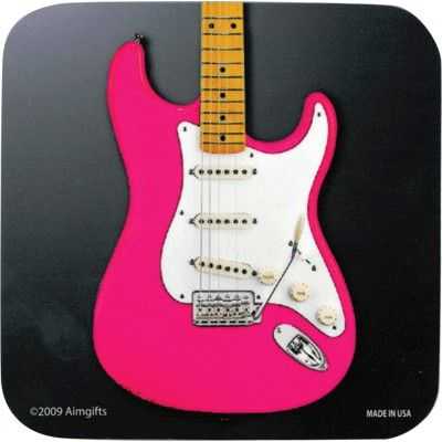 Pembe Elektro Gitar Bardak Altlığı