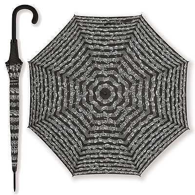 Notalı Baston Şemsiye - Siyah - Thumbnail