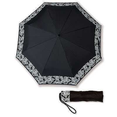 Tasarım Sol Anahtarlı Cep Şemsiye Siyah - Thumbnail