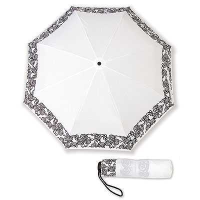 Tasarım Sol Anahtarlı Cep Şemsiye Beyaz
