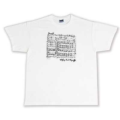 Mozart Notalı ve İmzalı Tişört - Beyaz S - Thumbnail