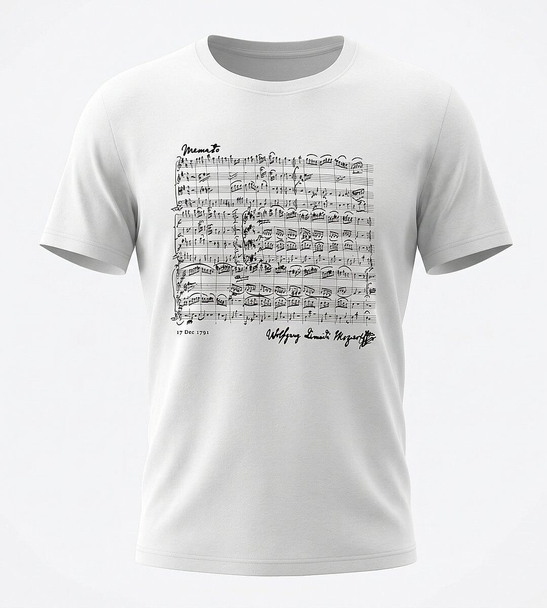 Mozart Nachtmusik Notalı ve İmzalı Beyaz Tişört - 5
