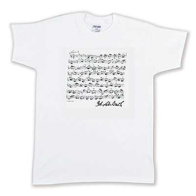 Bach Notalı ve İmzalı Tişört - Beyaz S - Thumbnail