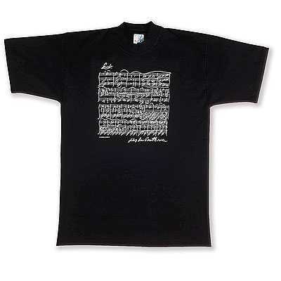 Beethoven Notalı ve İmzalı Tişört - Siyah S