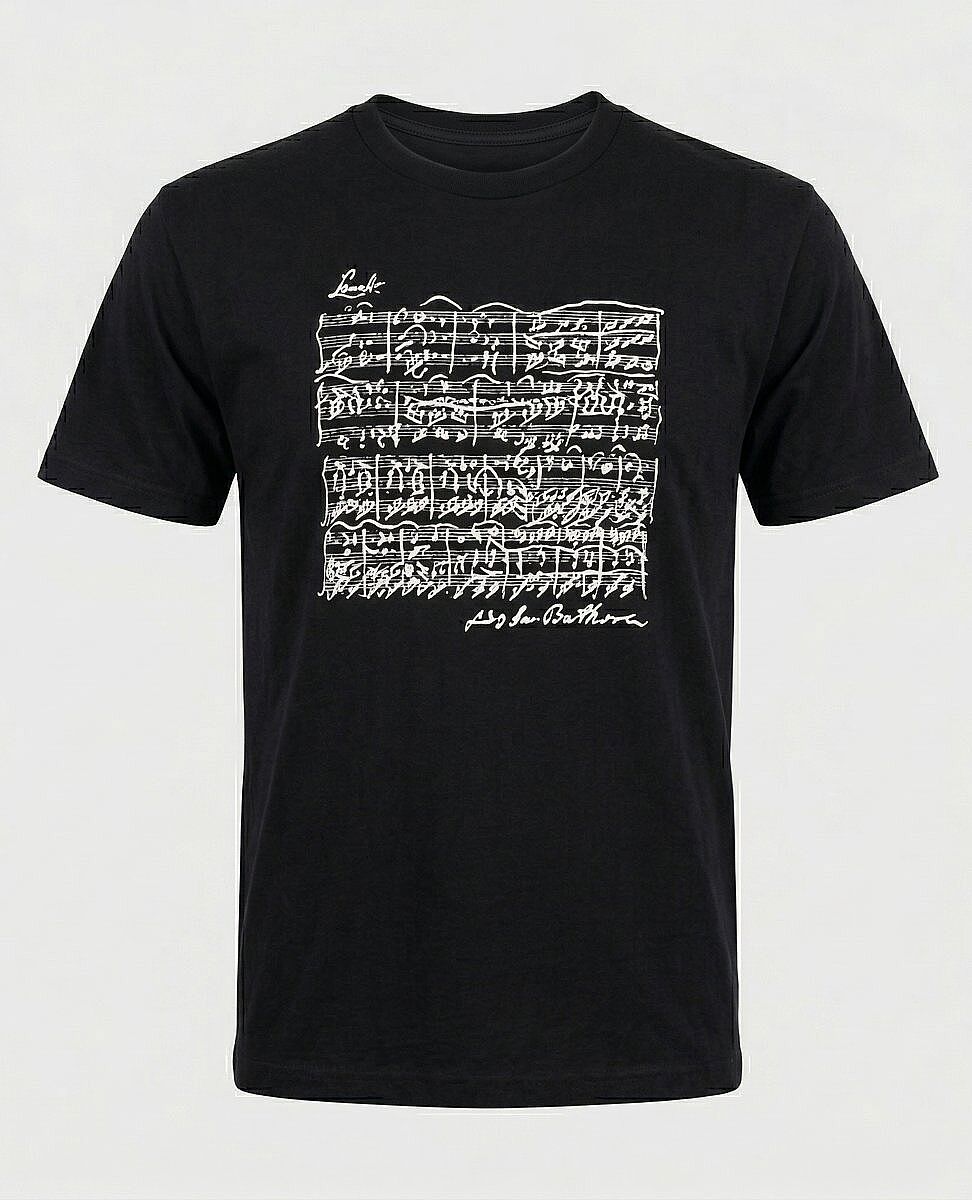 Beethoven Sonata Notalı ve İmzalı Siyah Tişört - 4